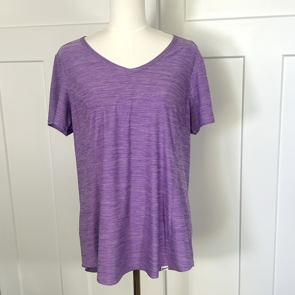 Duluth Trading Armachillo Cooling T Women's L Berry/Purple V-Neck Short Sleeve